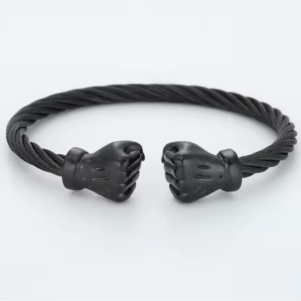 Black Twisted Cable Bracelet with Fist Ends